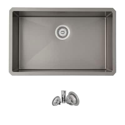 STYLISH 30 inch Graphite Black Single Bowl Undermount Stainless Steel Kitchen Sink with Grid and Basket Strainer Handmade