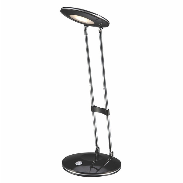 PureOptics® LED Telescoping Desk Lamp, LEDs, Matte Finish, Adjustable Height, Folds Flat, 2.5W, 220 Lumens, Black/Silver. Opens flyout.