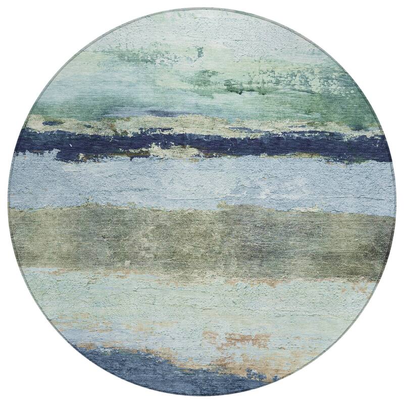 Machine Washable Indoor/Outdoor Watercolor Ombre Chantille Rug