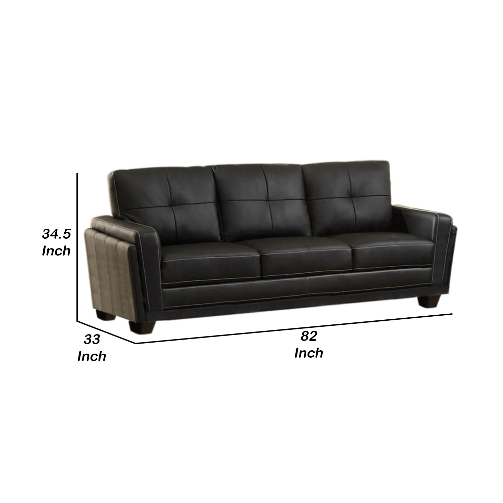 Leatherette Three Seater Comfy Sofa Black