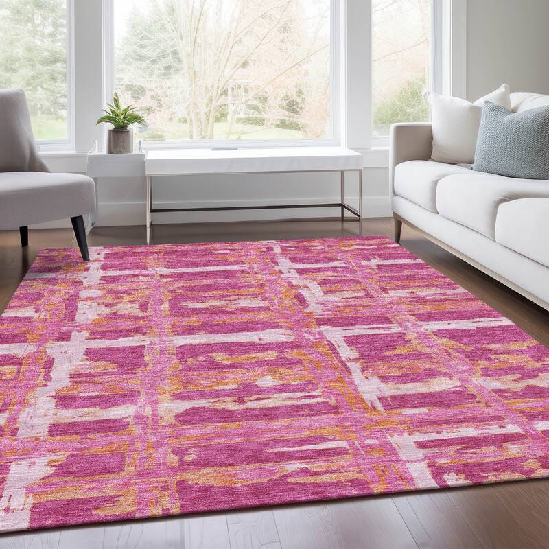Machine Washable Indoor/ Outdoor Chantille Contemporary Abstract Rug