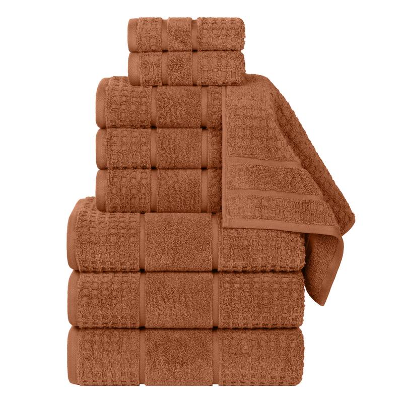 Superior Napa Zero Twist Cotton Waffle 9 Piece Bathroom Towel Set