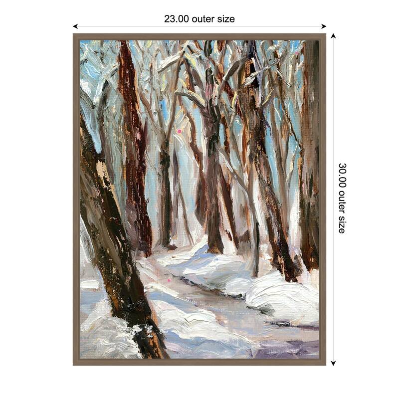 Woods in Winter by Sandra Iafrate Framed Canvas Wall Art Print - Sylvie Dark Gold - 23 x 30 in