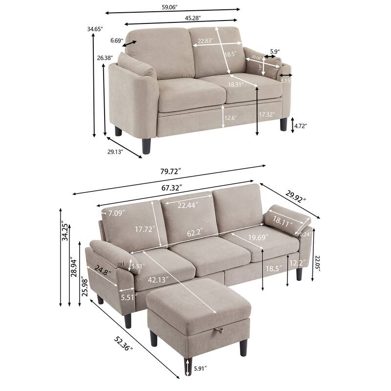 3-Pieces living room set