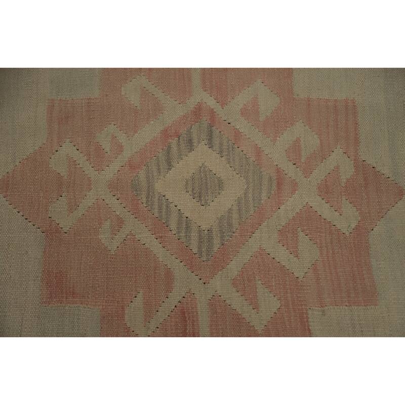 Hand Woven Oriental 100% Wool Carpet Southwestern Tribal Greys & Charcoal Kilim Area Rug - 9' 8'' X 8' 1''