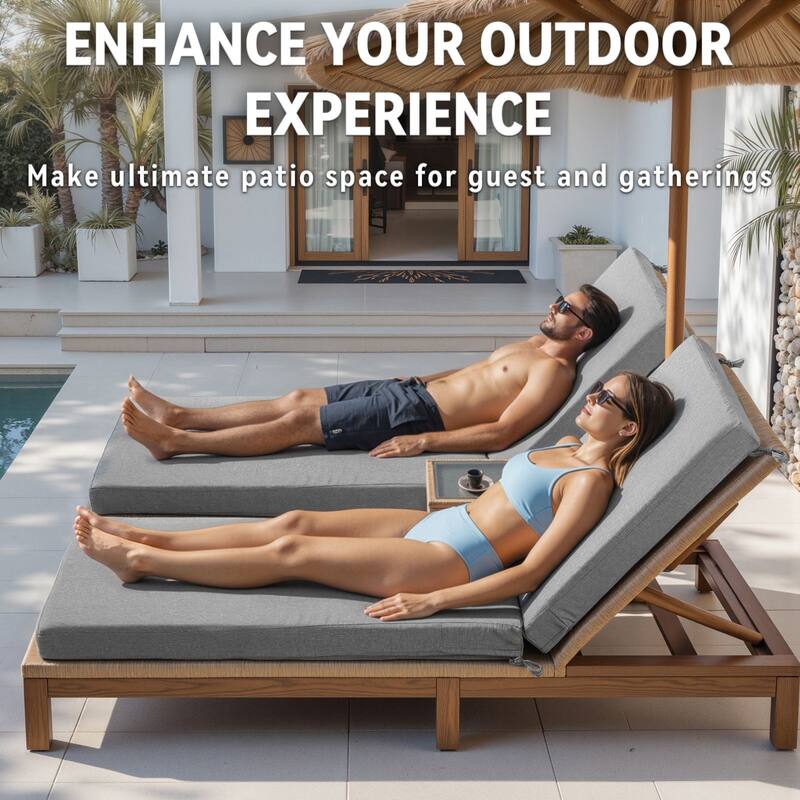 Gymojoy 72x22x3.5 Inch Outdoor Chaise Lounge Cushion, Waterproof Patio & Pool Chair Cushion with Removable Cover