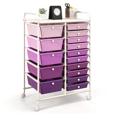 Costway 15 Drawer Rolling Storage Cart Tools Scrapbook Paper Office - See Details