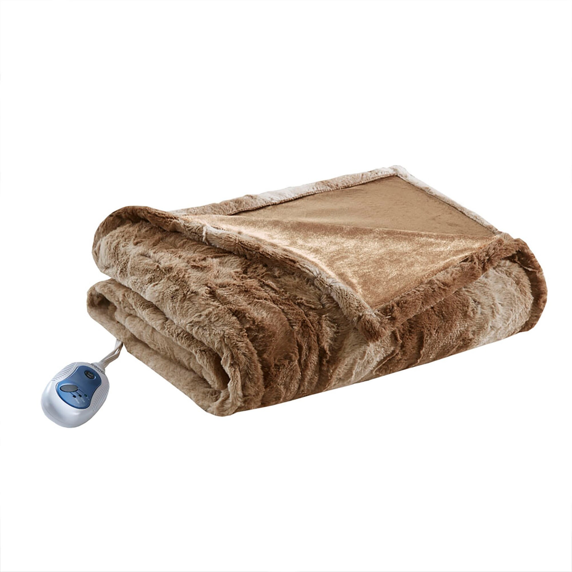 Beautyrest marselle oversized faux fur heated throw clearance