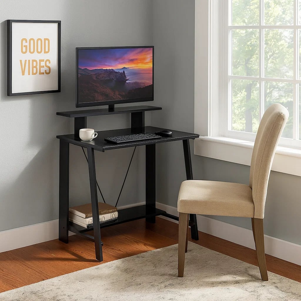 Writing Desk with V Shaped Frame, Black