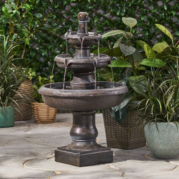 slide 2 of 9, Hockingport Outdoor Tier Fountain Outdoor 3 by Christopher Knight Home Grey - Floor - Resin