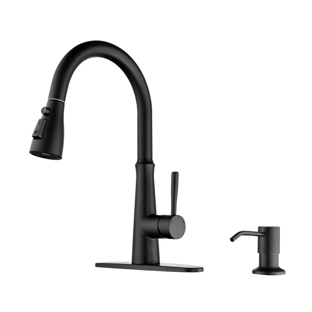 WOWOW Single Handle 3-Mode Pull Out Sprayer Kitchen Faucet