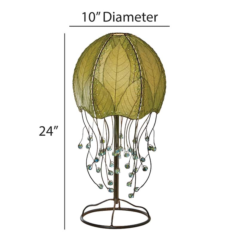 Eangee Handmade Jellyfish Table Lamp, Cocoa Leaves Shade, 10 x 10 x 24 in. - 10 x 10 x 24