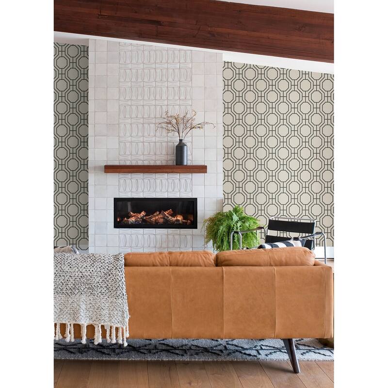 A-Street Prints Manor Black Geometric Trellis Wallpaper