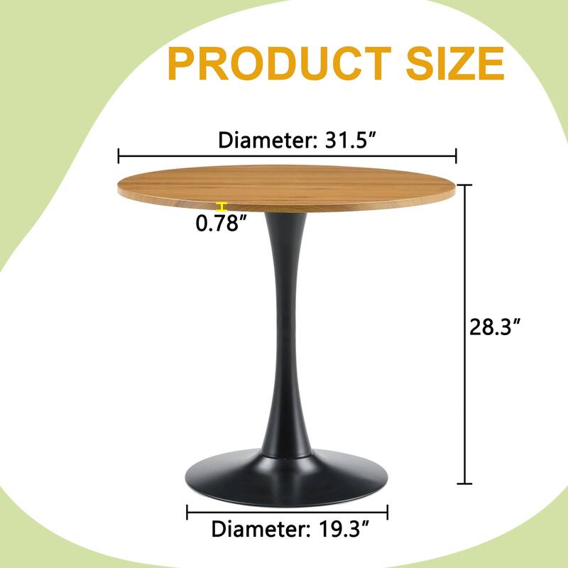 Round Thickened Table Top Coffee Table, Metal Pedestal Side Table Modern Bistro Table