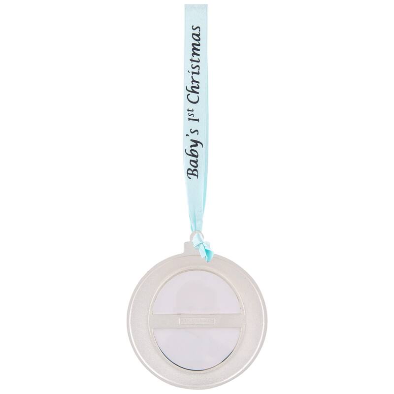 3" Blue Silver-Plated Baby's First Christmas Ornament European Crystal