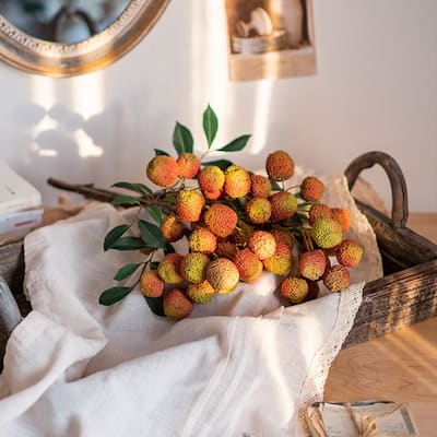 RusticReach Artificial Fruit Lychee Stem 27" Tall