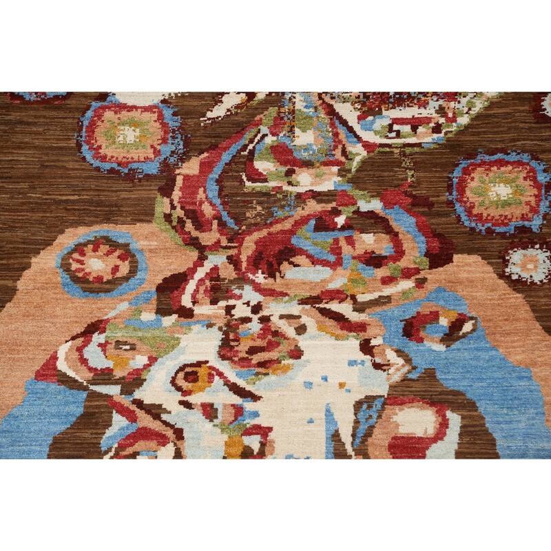 Vegetable Dye Contemporary Abstract Wool Area Rug Hand-knotted Carpet - 5'8" x 7'9"