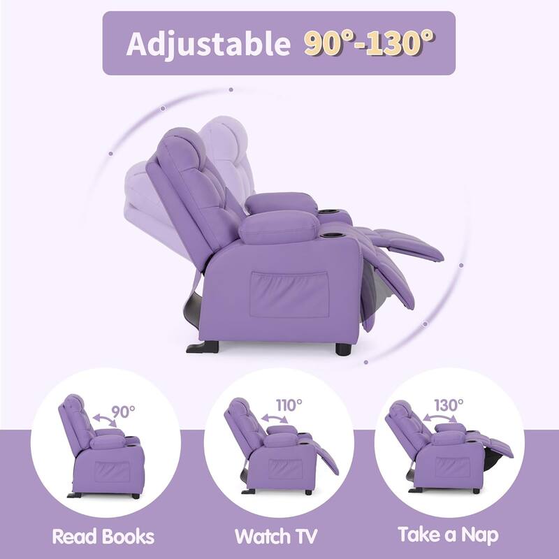 MCombo Big Kids Recliner Chair with Cup Holders - 28.3"(L)x26.0"(W)x34.2"(H)