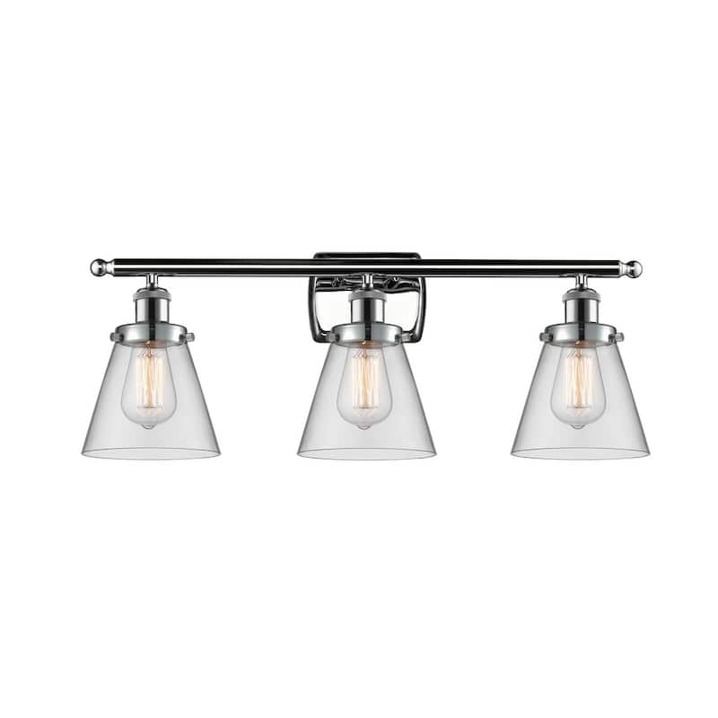 Innovations Lighting Small Cone 3 Light 26" Wide Vanity Light - Polished Chrome / Clear