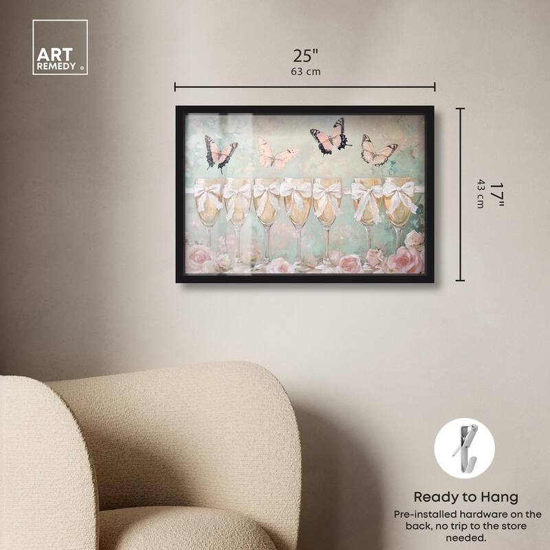 Champagne Mint and Pink Glass Shadowbox by Art Remedy