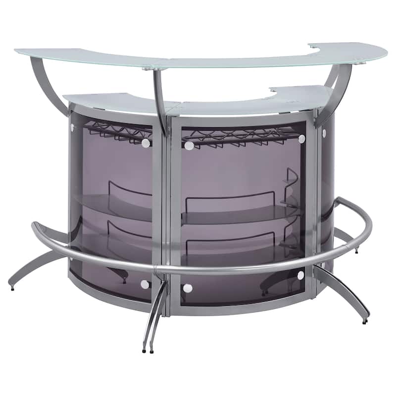 Dallas 3-piece Curved Freestanding Home Bar Cabinet - Silver