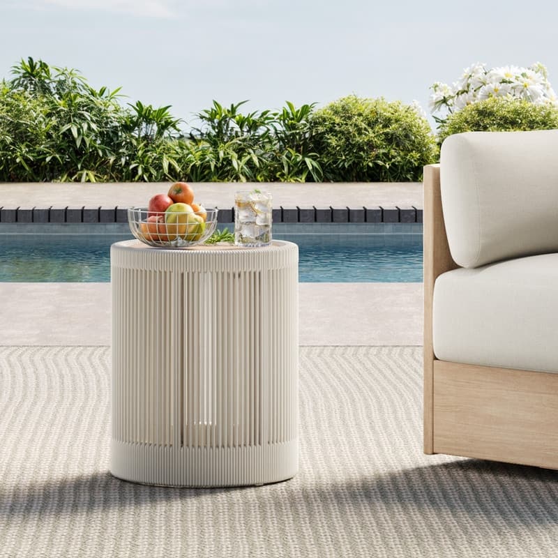 Khloe Outdoor Wood Patio Furniture Swivel Chair - 1 Side table