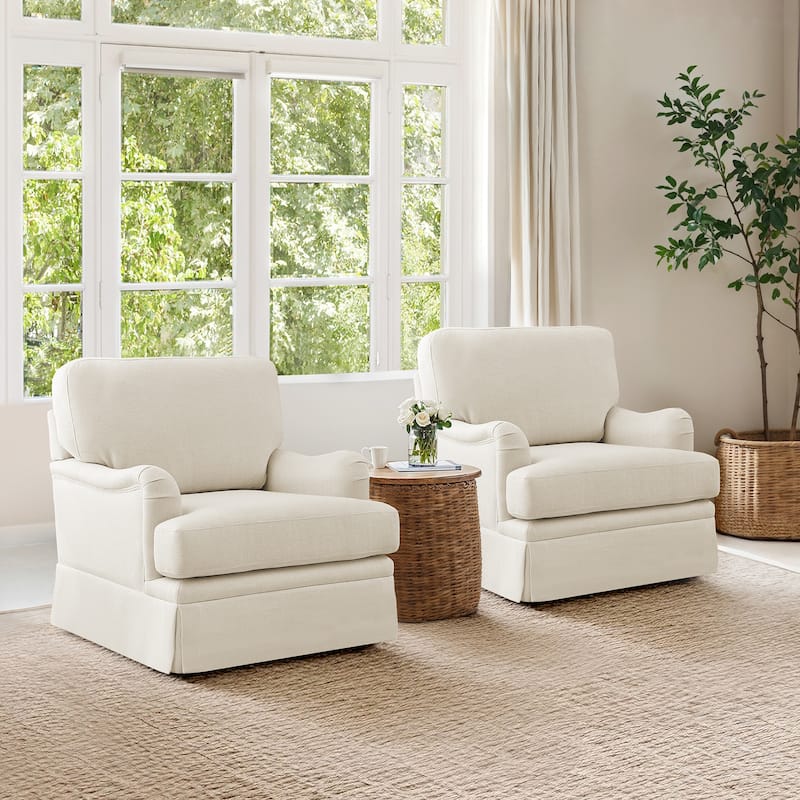 LUE BONA Swivel Fabric Single Sofa with a Removable Storage Ottoman, Living Room Accent Chair Set with Ottoman