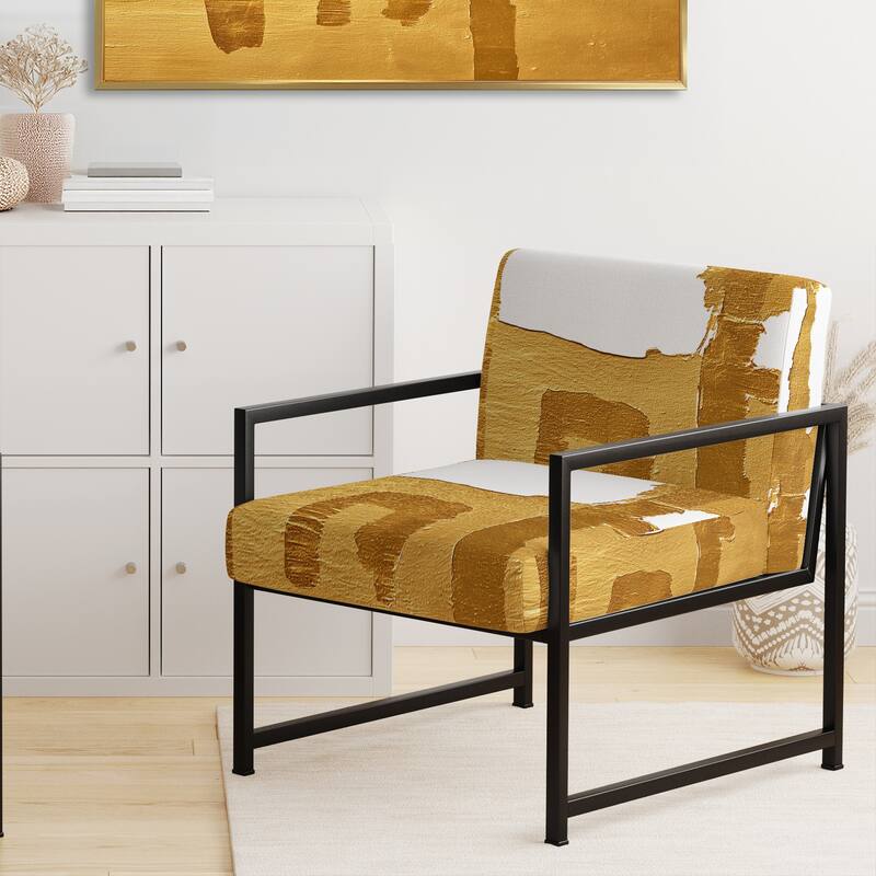 Designart "Black & White Crossing Paths I" Upholstered Abstract Accent Chair - Modern Arm Chair For Bedroom