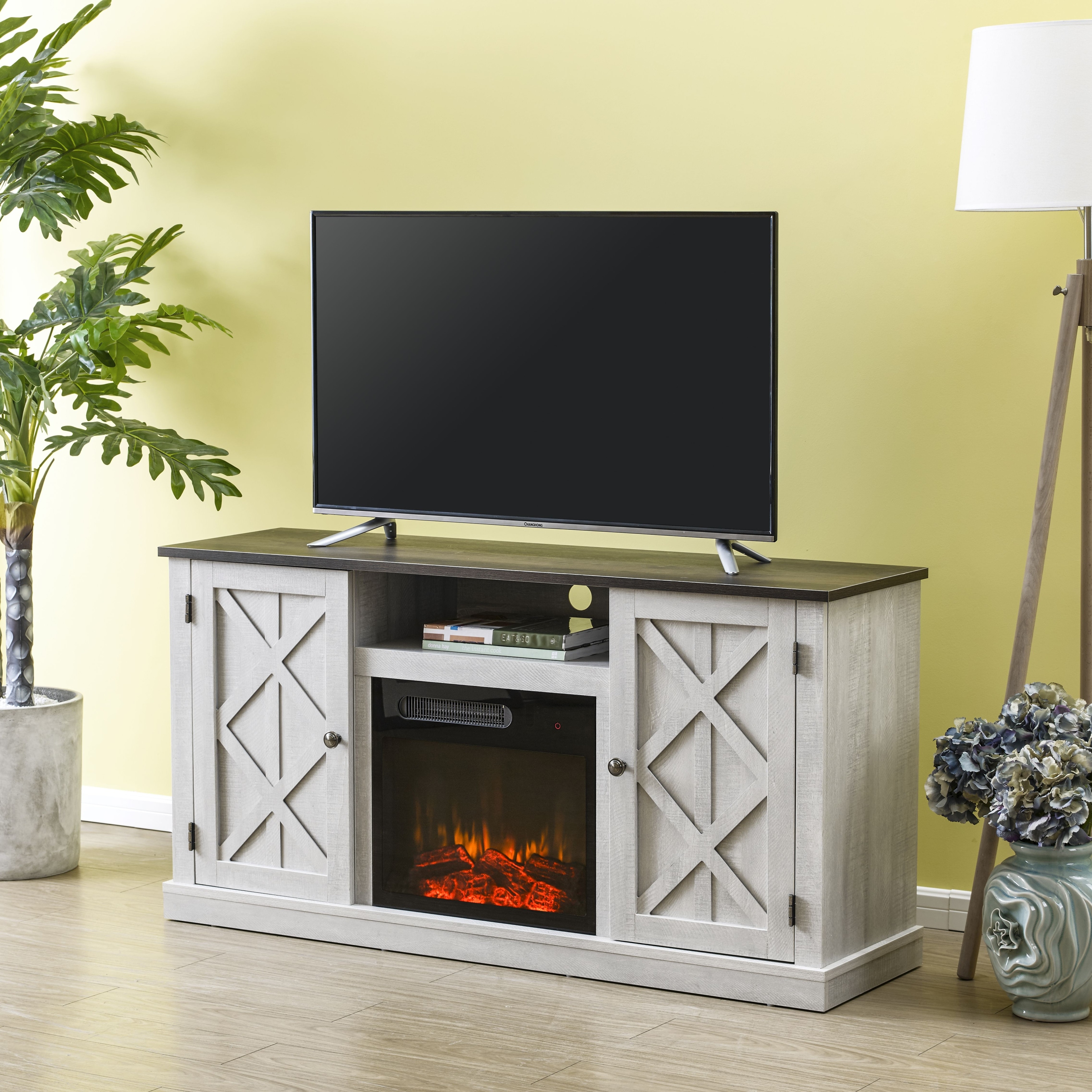 FESTIVO 54 in. TV Stand Console for TVs up to 60 in. with Electric Fireplace - 54 inch in Width