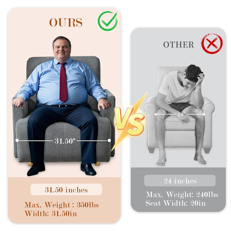 GDFStudio - Oversized 35" Accent Chair with Storage Ottoman