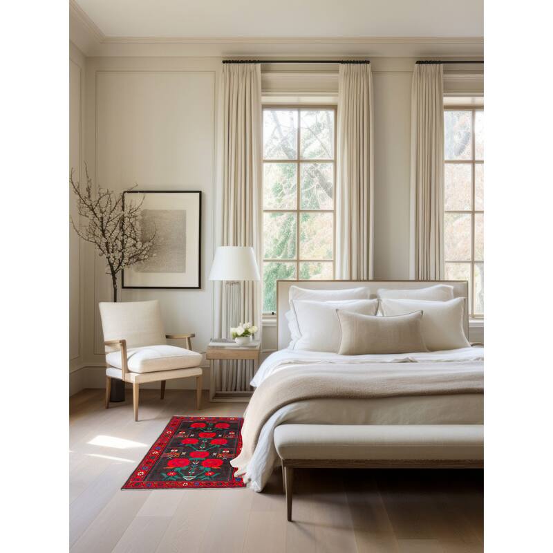 ECARPETGALLERY Hand-knotted Teimani Black Wool Rug - 2'9 x 4'8