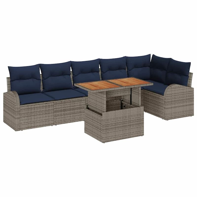 vidaXL 7 Piece Garden Sofa Set with Cushions - 113.8×48.8×27.2