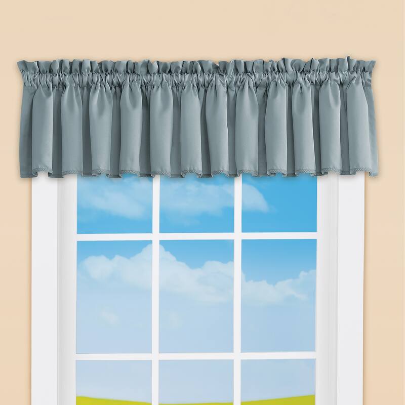 Madison Room-Darkening Solid Color Window Valance - 54" x 18" - Vintage Blue