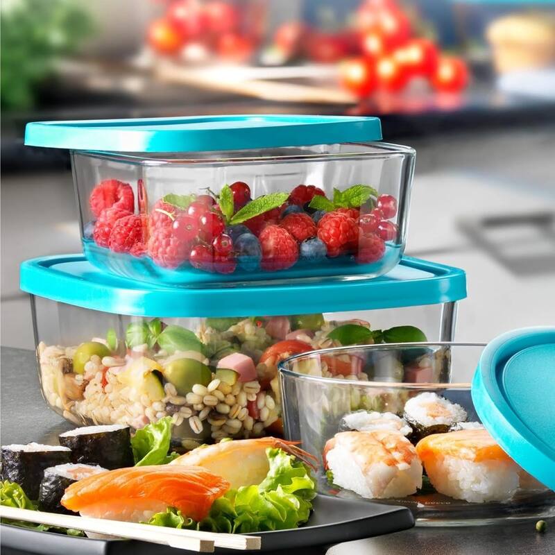 Bormioli Rocco Frigoverre 3 Piece Square Food Storage Container Set - 25.25 oz