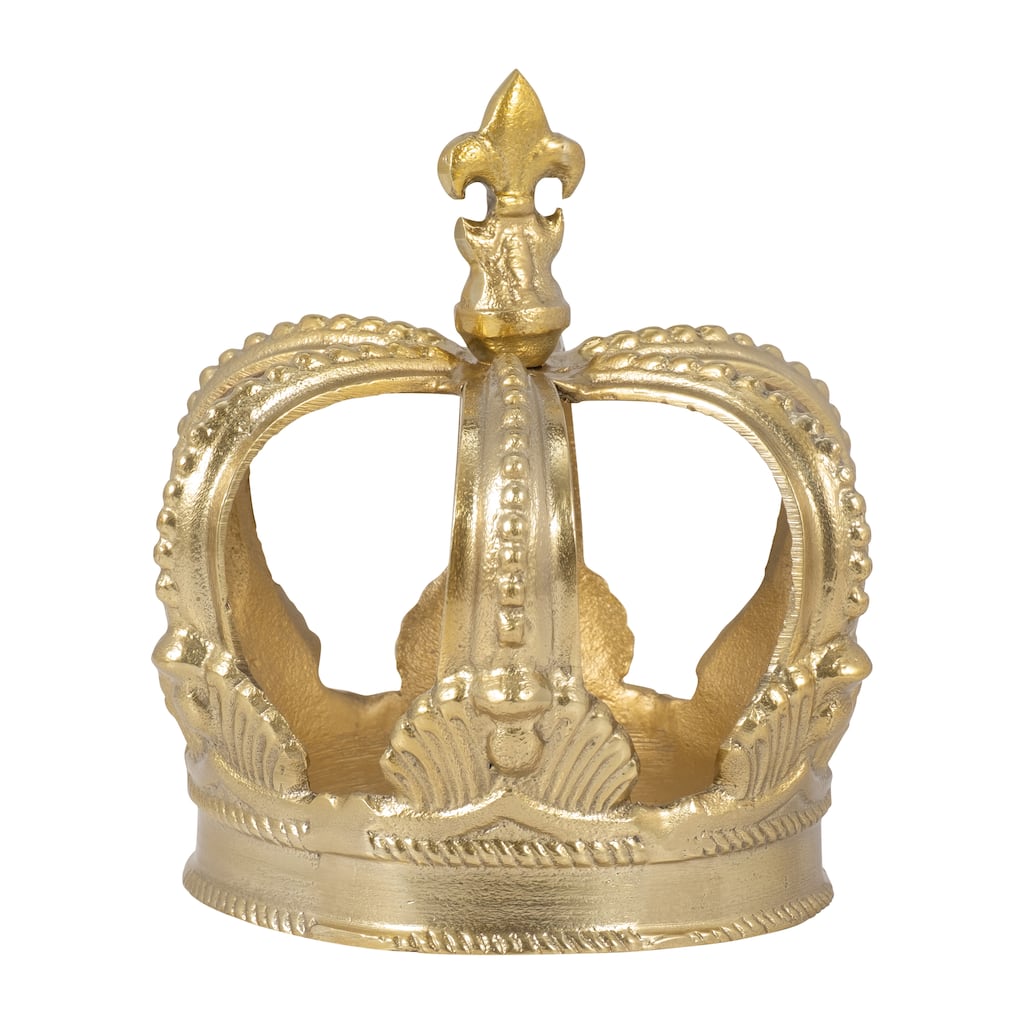Sagebrook Home 7-Inch Gold Metal Crown Decor - Luxurious Aluminum Home Accent, Elegant Decorative Object for Royal Charm