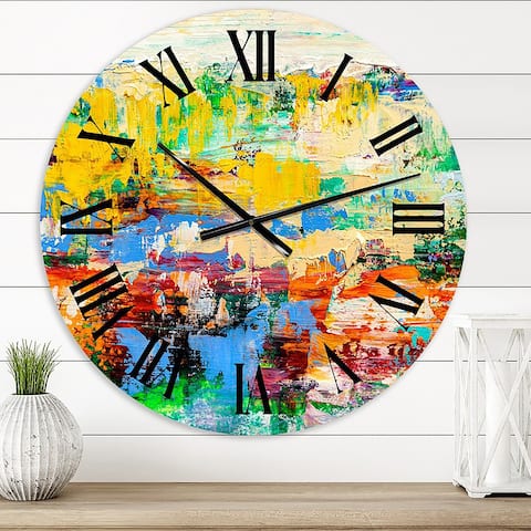 Designart 'Abstract Art Multicolored Bright Texture I' Modern wall clock