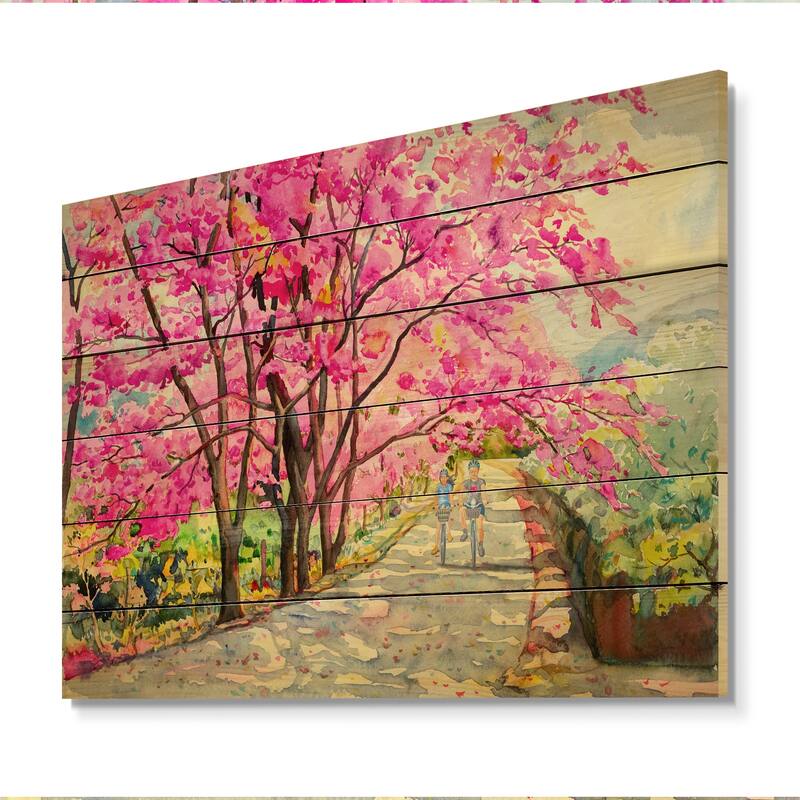 Designart 'Couple In Love In Paris' French Country Wood Wall Art Décor