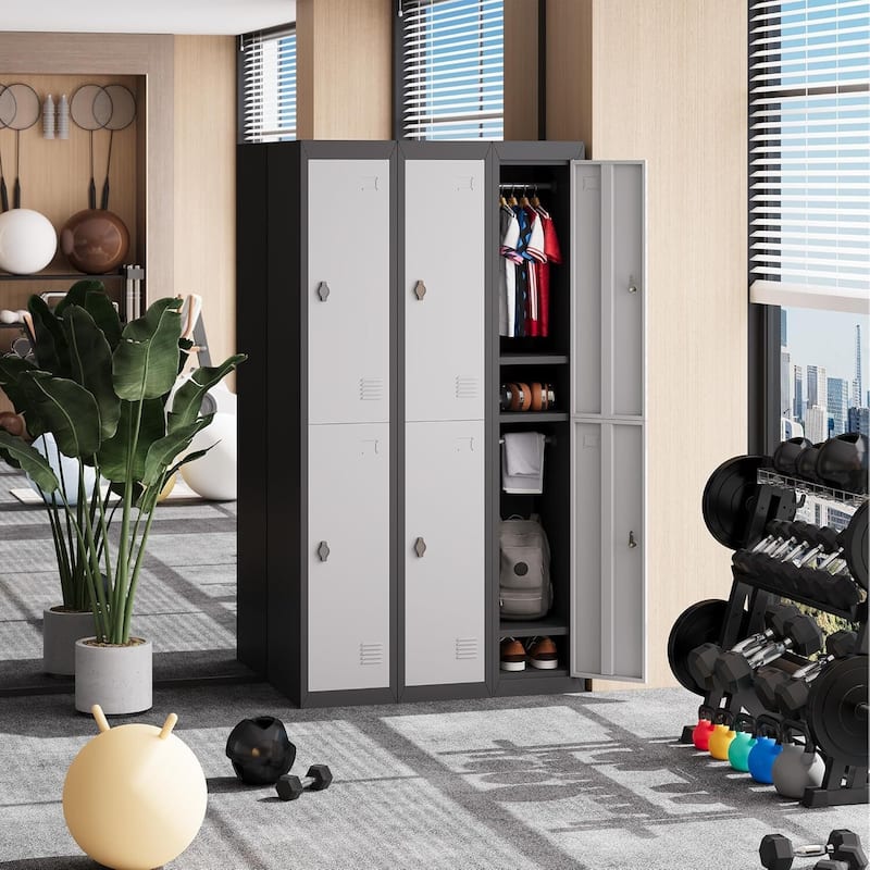 Tall Heavy-Duty Steel Storage Cabinet with Lock for Office, Home - N/A