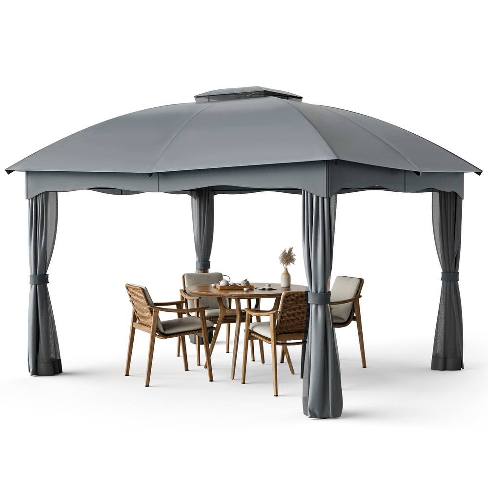 Gymax 12' x 10' Patio Heavy Duty Steel Gazebo Canopy Double Vented