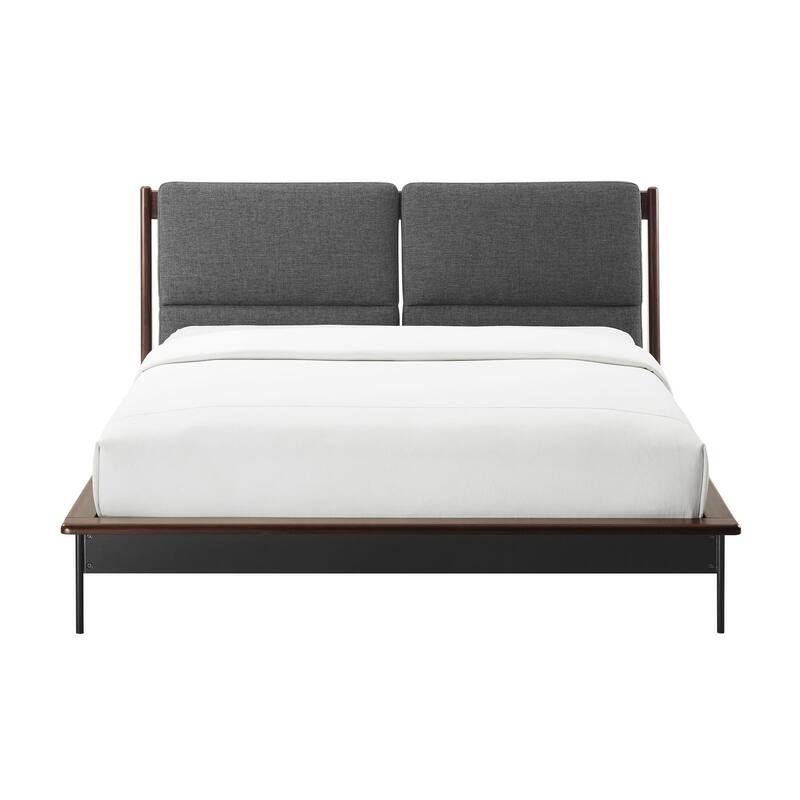 Landon King Platform Bed with Fabric, Crimson