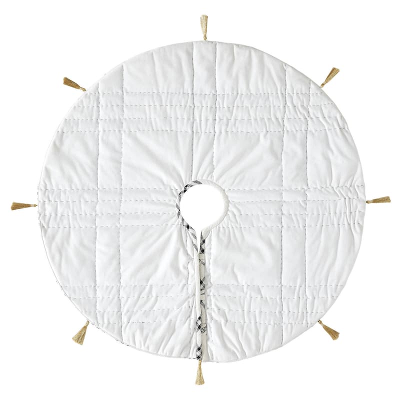 Wintergleam Black White Plaid Tree Skirt 24