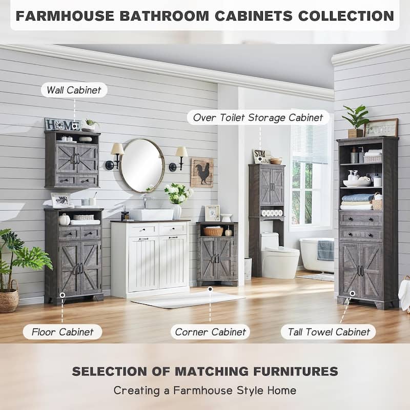 72" Tall Bathroom Storage Cabinet, Farmhouse Storage Cabinet
