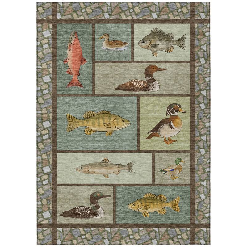 Machine Washable Indoor/ Outdoor Cabin Lodge Chantille Rug