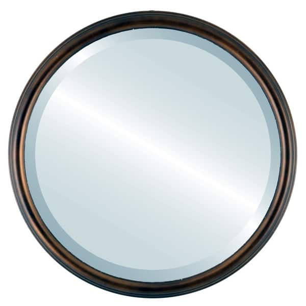 slide 2 of 3, Hamilton Framed Round Mirror in Rubbed Bronze with Silver Lip - Antique Bronze