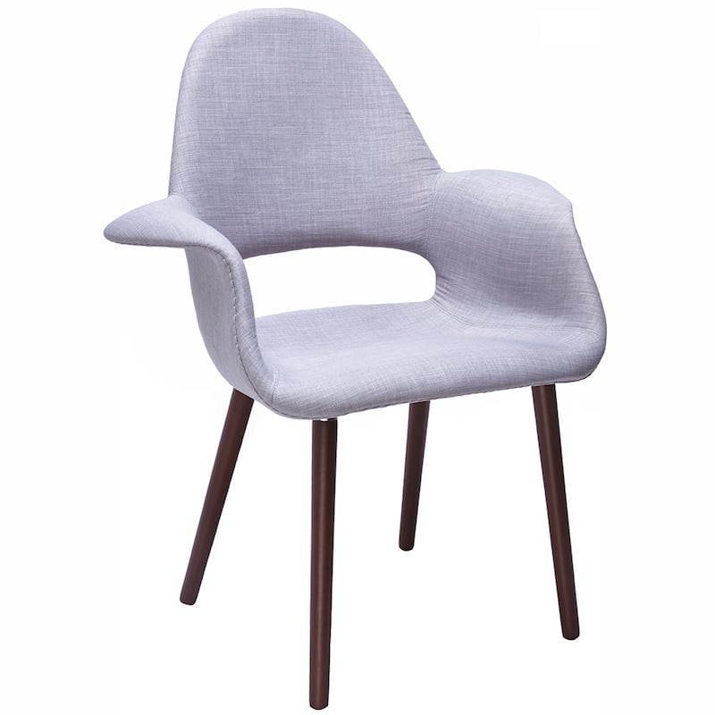 Organic Upholstered Fabric Modern Armchair with Dark Brown Wooden Legs for Dining Room Office or Accent Lounge Side Chair