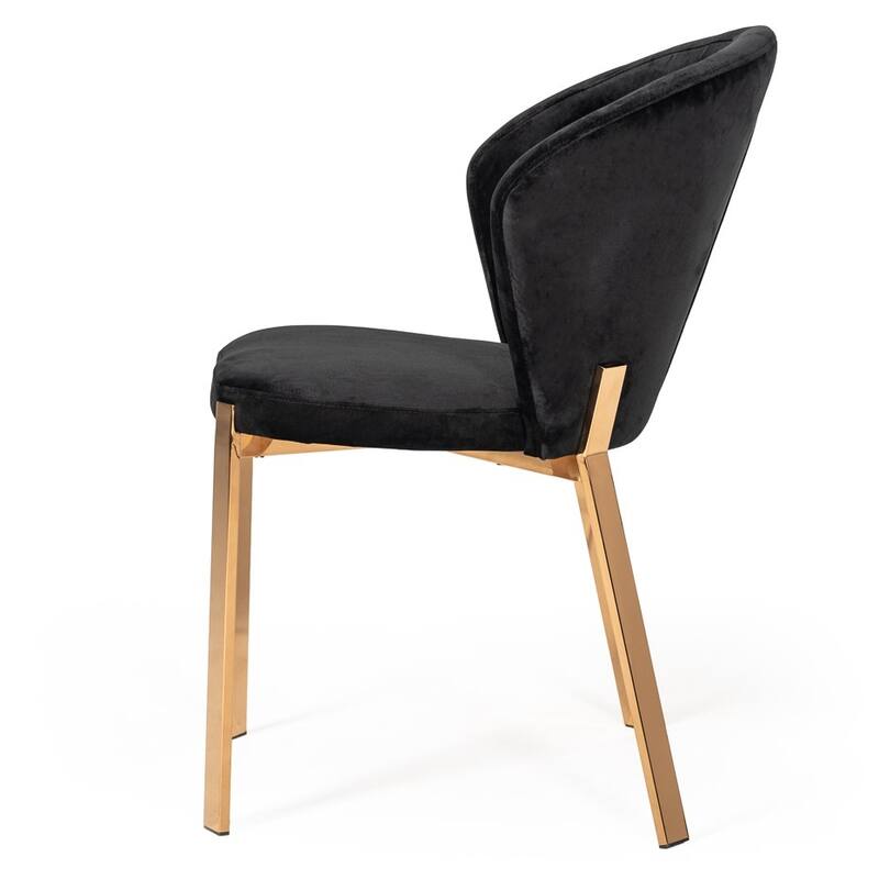 Modrest Nadia Modern Black Velvet & Rosegold Dining Chair (Set of 2)