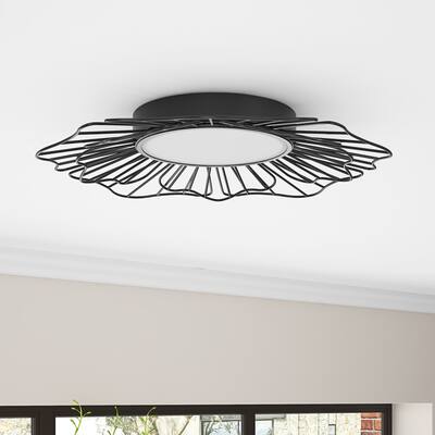 24-Inch Modern 1-Light Dimmable LED Flush Mount Ceiling Lamp, 4000K Natural White