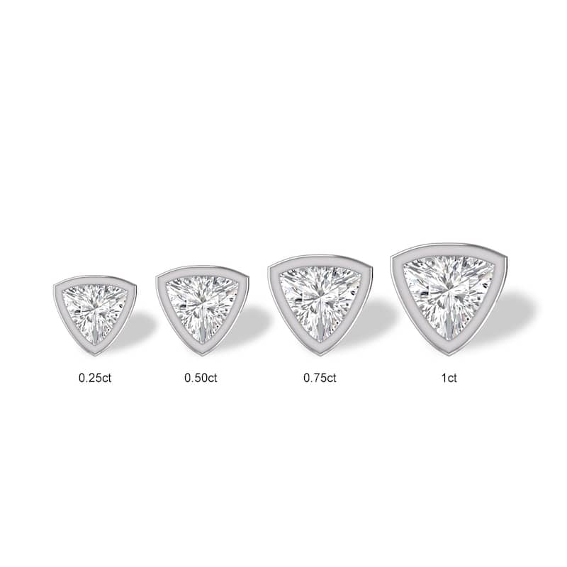 Marquee Lab Grown 1/2 Carat Trillion Shaped Bezel Set Solitaire Diamond Earrings in 14K White Gold