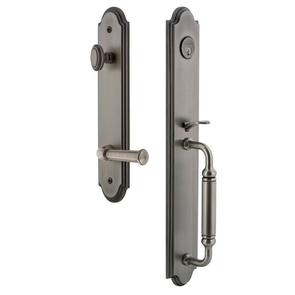 Grandeur ARCCGRGEO_ESET_234_LH Arc Solid Brass Rose Left Handed Keyed Entry Single Cylinder Full Plate "C" Grip Handleset with
