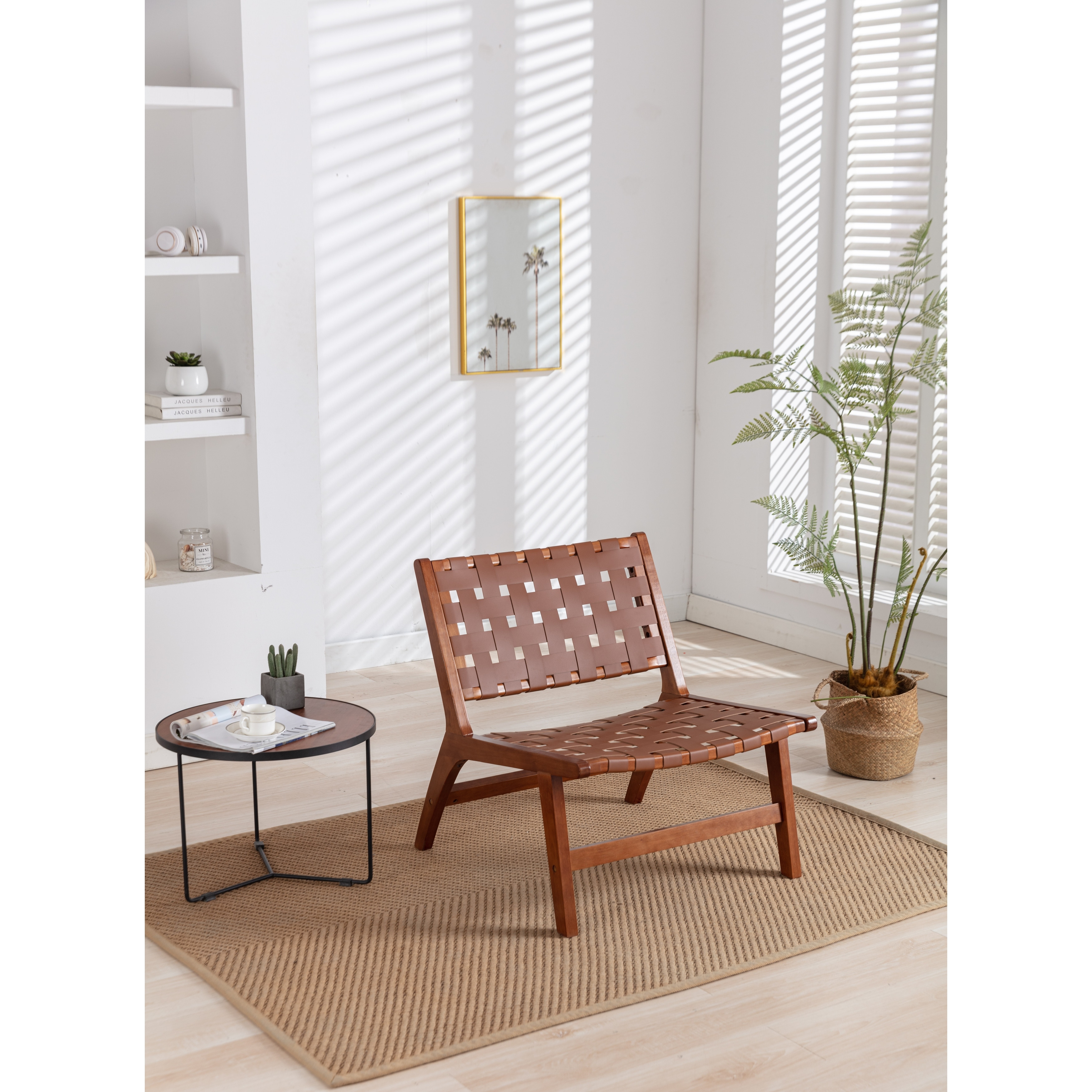 Chairus Living Room Accent Chair with Breathable Rattan Back